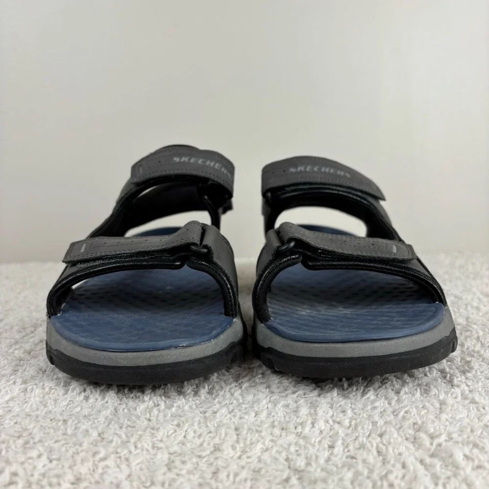 Skechers Sandals 10 Gray Blue Tresmen Garo River Adjustable Strappy Open Toe Men